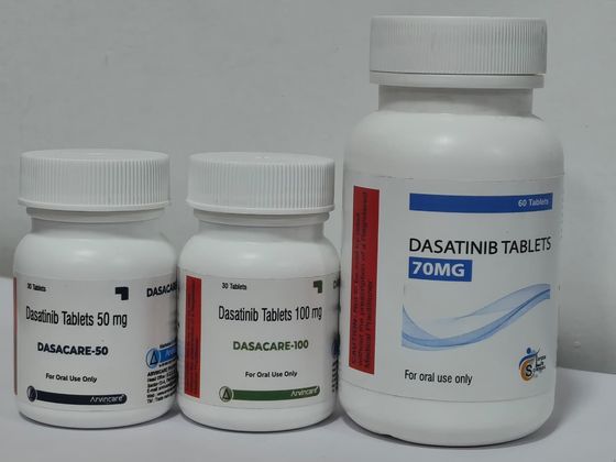 Dasatinib Tablets 50 mg, 70 mg & 100 mg pack shot